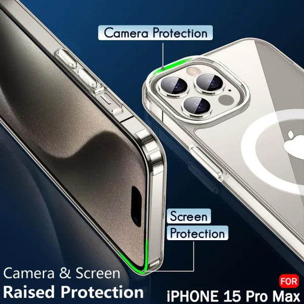 iPhone 15 Pro Max Magsafe Kılıf Şeffaf Silikon - Görsel 2