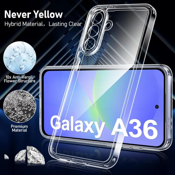 Samsung Galaxy A36 Şeffaf Silikon Kılıf + 2 Adet Cam Ekran Koruyucu Seti - Görsel 3