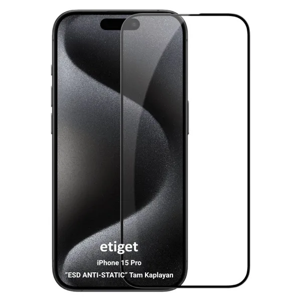 iPhone 15 Pro ”ESD ANTI-STATIC” Cam Ekran Koruyucu 6D GLASS