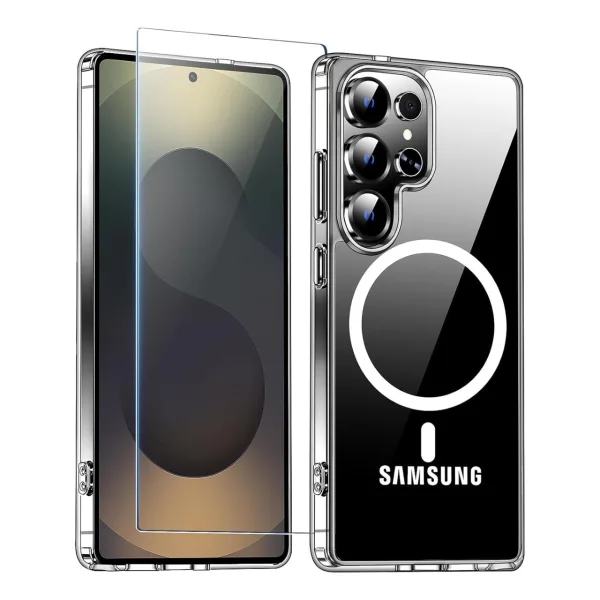 Samsung Galaxy S25 Ultra Kılıf Magsafe Özellikli + Cam Ekran Koruyucu Seti