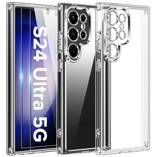 Samsung Galaxy S24 Ultra Şeffaf Silikon Kılıf + 2 Adet Cam Ekran Koruyucu Seti