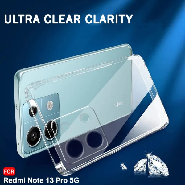 Xiaomi Redmi Note 13 Pro 5G Kılıf Şeffaf Silikon Kamera Korumalı - Görsel 2