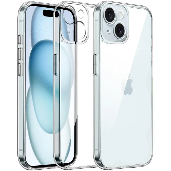 iPhone 15 Plus Şeffaf Silikon Kılıf Kamera Korumalı