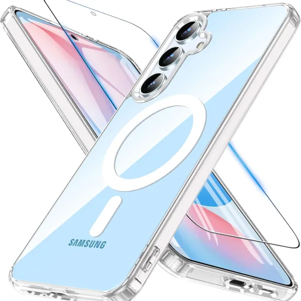 Samsung Galaxy S24 FE Kılıf Magsafe Özellikli + Cam Ekran Koruyucu Seti