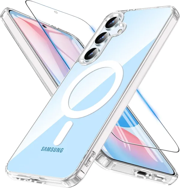 Samsung Galaxy S24 FE Kılıf Magsafe Özellikli + Cam Ekran Koruyucu Seti