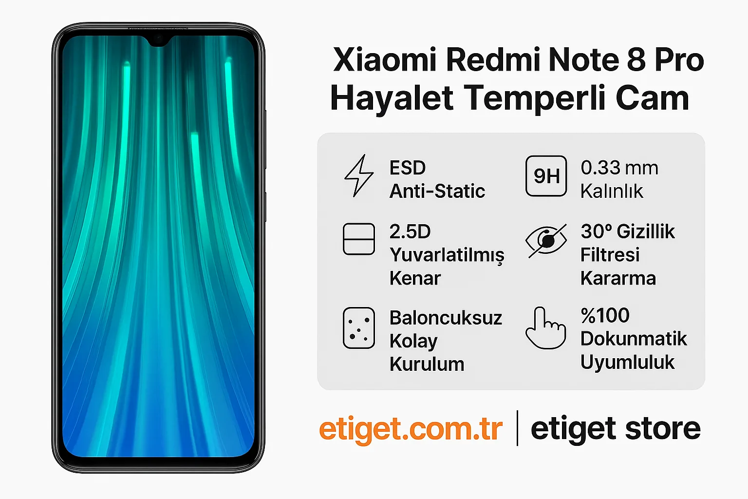 Xiaomi Redmi Note 8 Pro Hayalet Ekran Koruyucu