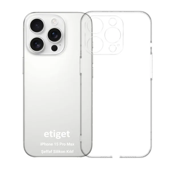 iPhone 15 Pro Max Kılıf Şeffaf Silikon Kamera Korumalı
