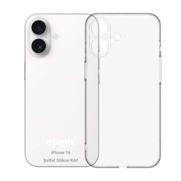 iPhone 16 Şeffaf Kılıf Silikon Kamera Korumalı
