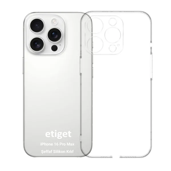 iPhone 16 Pro Max Kılıf Şeffaf Silikon Kamera Korumalı