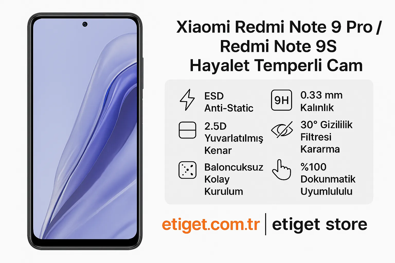 Xiaomi Redmi Note 9 Pro Hayalet Ekran Koruyucu