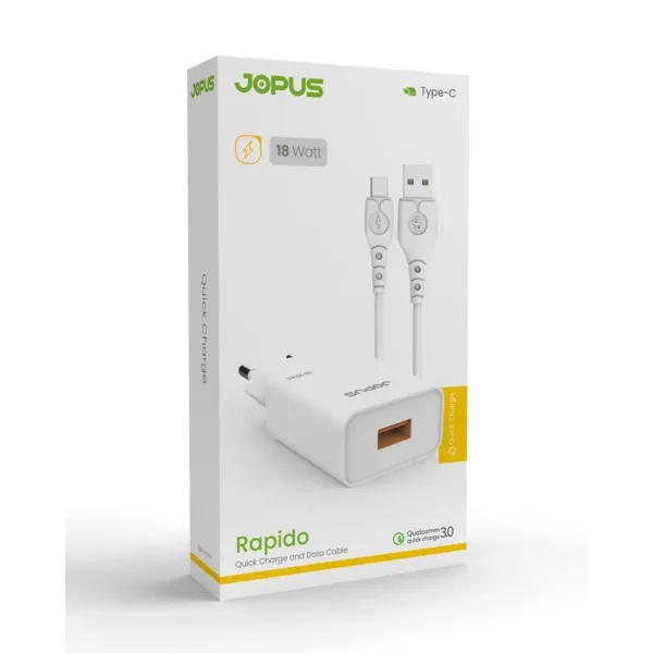 Jopus Rapido 18Watt Usb Type-C Hızlı Şarj Aleti Qc 3.0 - Görsel 3