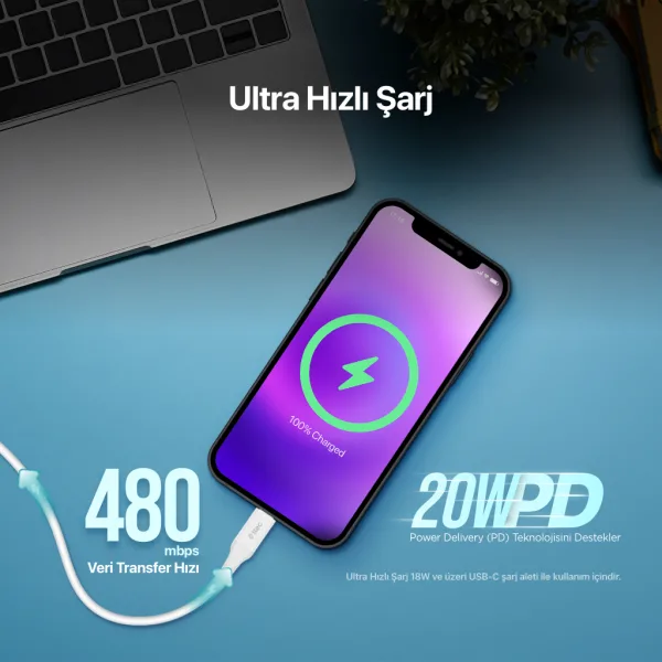 ttec USB-C to Lightning PD Hızlı Şarj Kablosu 150cm - Görsel 3