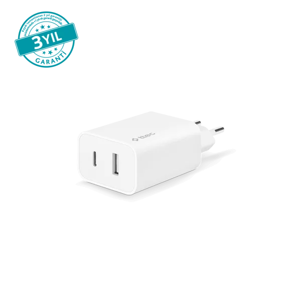ttec SmartCharger Duo 2.4A Çift USB Çıkışlı Şarj Aleti – USB-C & USB-A – 2SCS25B