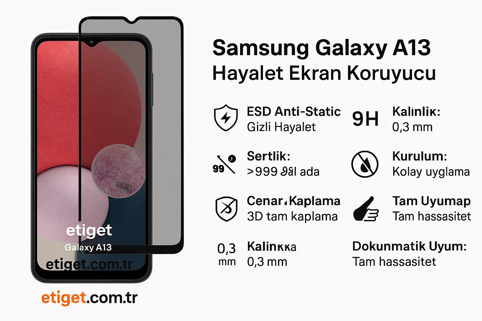 Samsung Galaxy A13 Hayalet Ekran Koruyucu