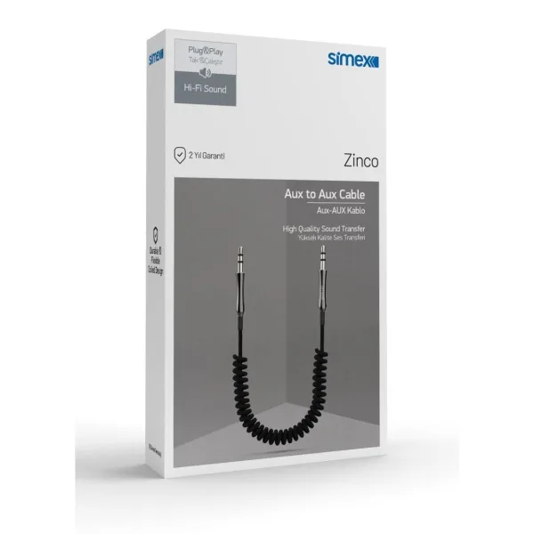 Simex Zinco Spiralli 3.5mm To 3.5mm Aux Kablo - Görsel 3