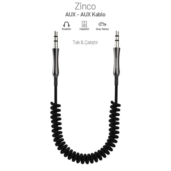 Simex Zinco Spiralli 3.5mm To 3.5mm Aux Kablo - Görsel 2