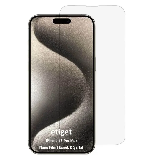iPhone 15 Pro max Kırılmaz Ekran Koruyucu Nano Film | Ultra İnce, Esnek, Tam Uyum