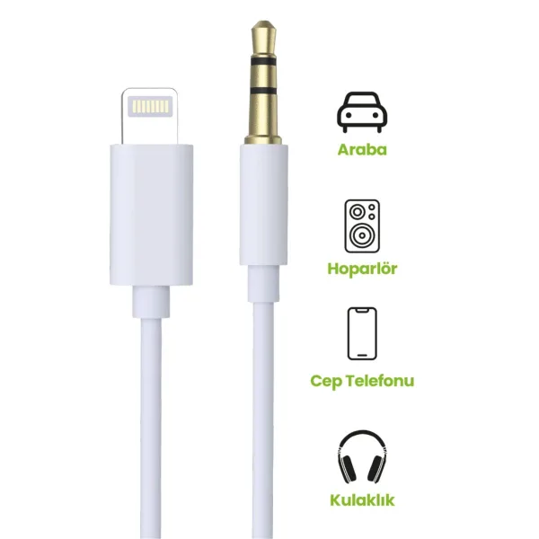 Jopus Aux Kablo Dönüştürücü 3.5mm To Lightning Aux Kablo - Görsel 3