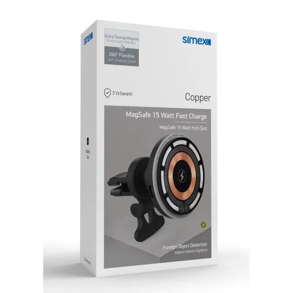 Simex Copper 15W Magsafe Araç Şarjı Telefon Tutucu - Görsel 4