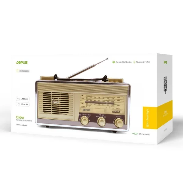 Jopus Older Nostjik Radyo Bluetooth Hoparlör – Kablosuz Müzik Keyfi, FM Radyo - Görsel 3