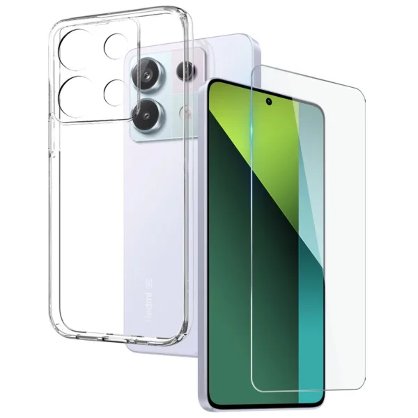 Xiaomi Redmi Note 13 Pro 5G Şeffaf Kılıf + Cam Ekran Koruyucu