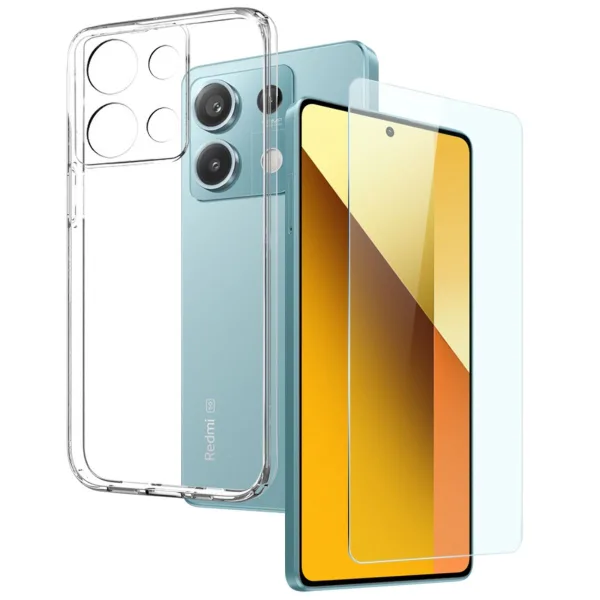 Xiaomi Redmi Note 13 5G Şeffaf Kılıf + Cam Ekran Koruyucu