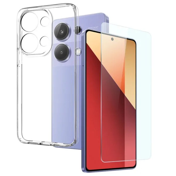 Xiaomi Redmi Note 13 Pro 4G Şeffaf Kılıf + Cam Ekran Koruyucu