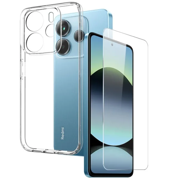 Xiaomi Redmi Note 14 4G Şeffaf Kılıf + Cam Ekran Koruyucu