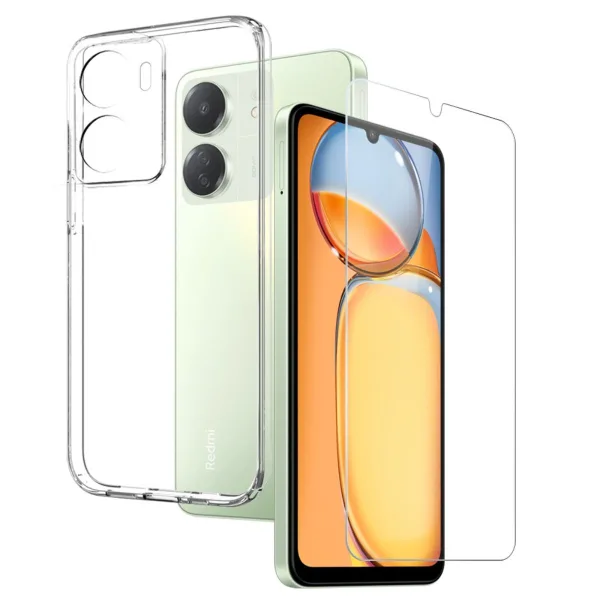 Xiaomi Redmi 13c Şeffaf Kılıf + Cam Ekran Koruyucu